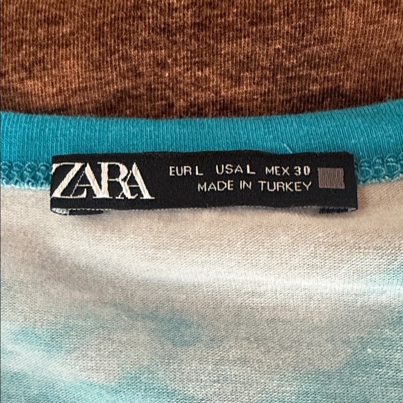 Zara Blue and Brown Scenic Print Long Sleeve Tee - Picture 4 of 4